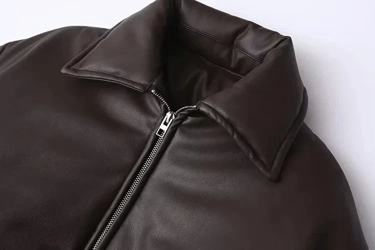 Herren Oversized Lederjacke Vegan Ledermantel