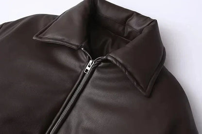 Herren Oversized Lederjacke Vegan Ledermantel