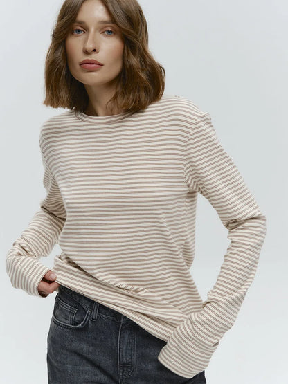 Damen Langarmshirt Streifen Classic