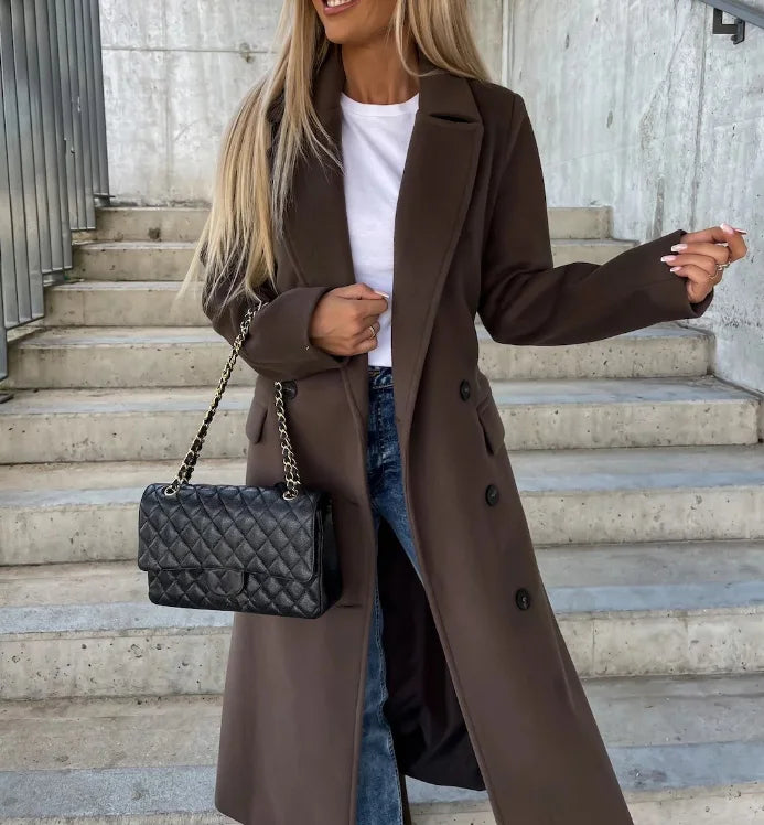 Damen Trenchcoat Langärmelig Knopfleiste Klassisch - Norvielle