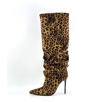 Damen Stiefel Stilettoabsatz Wildleder Schmal
