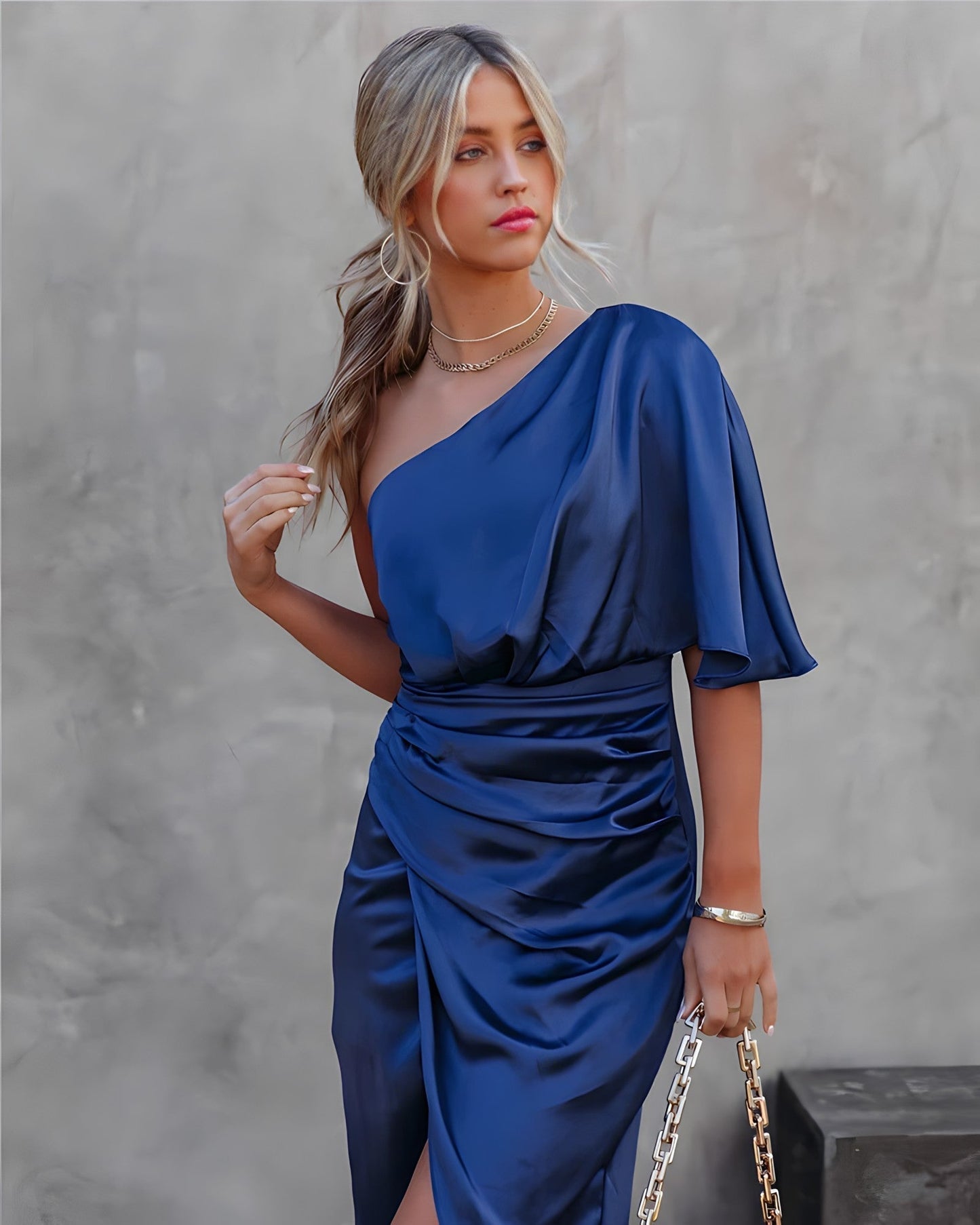 Damen Midikleid Asymmetrisch Elegant - Norvielle