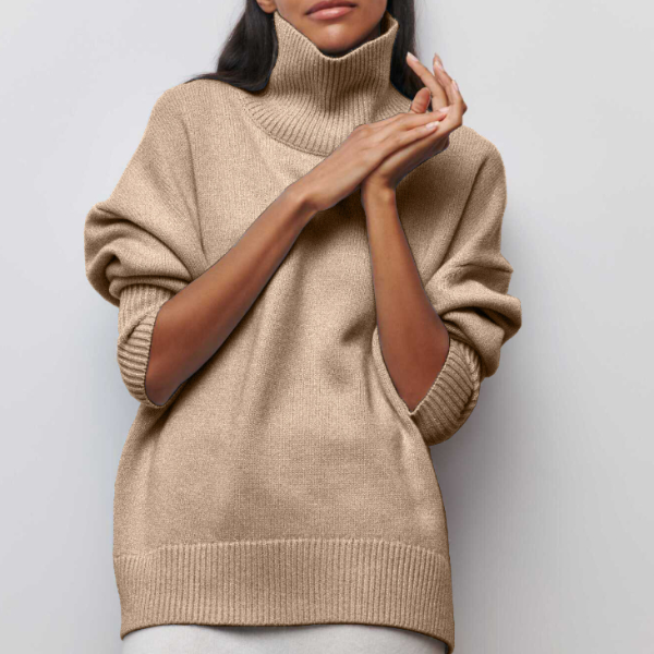 Oversized Damen Rollkragenpullover Weiches Strickmaterial