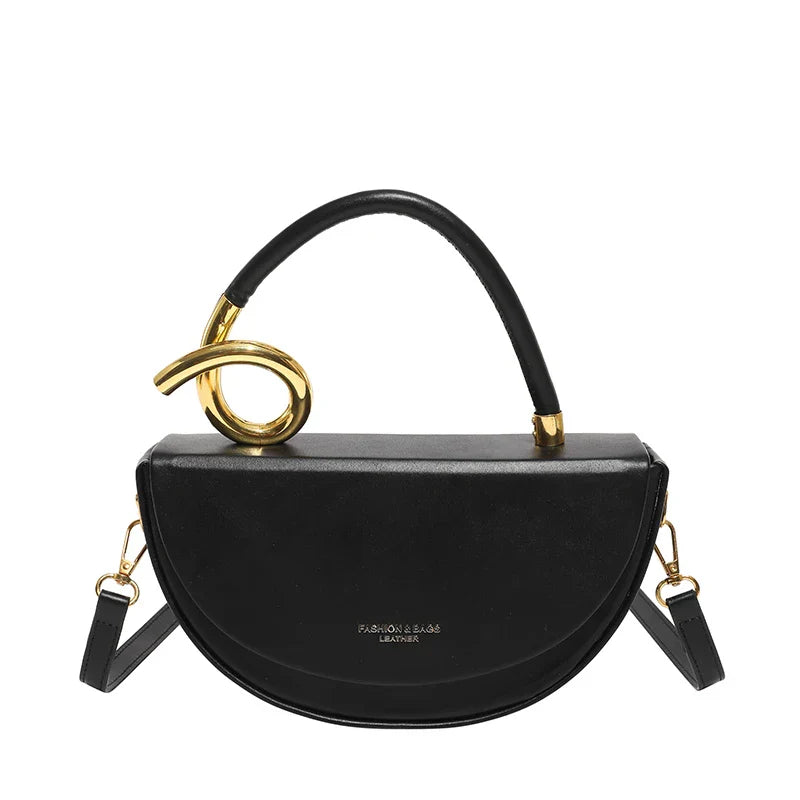 Damen Halbmond Crossbody Tasche mit Gold Details - Norvielle