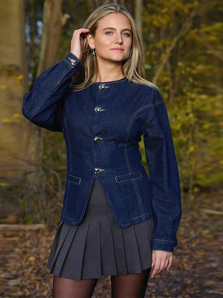 Damen Jeans Set Taillierte Jacke und Hose