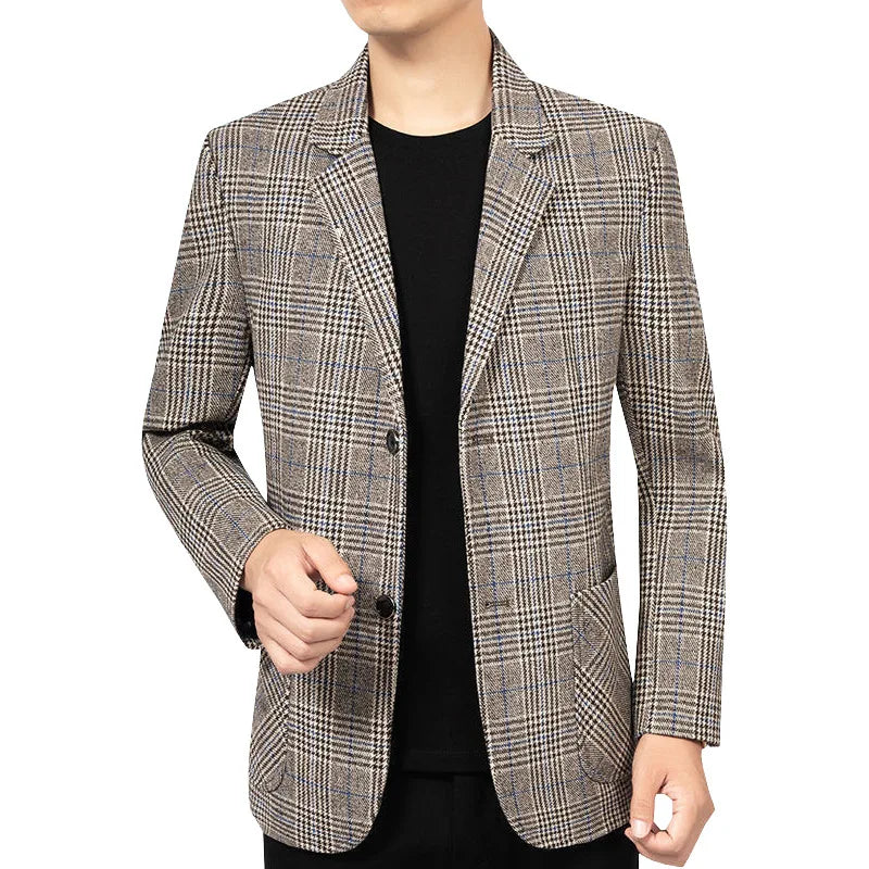 Herren Blazer Slim Fit Tweed Elegant dunkelgrau