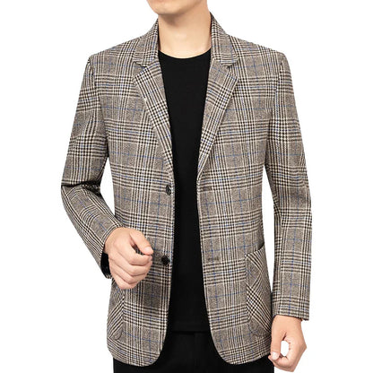 Herren Blazer Slim Fit Tweed Elegant dunkelgrau