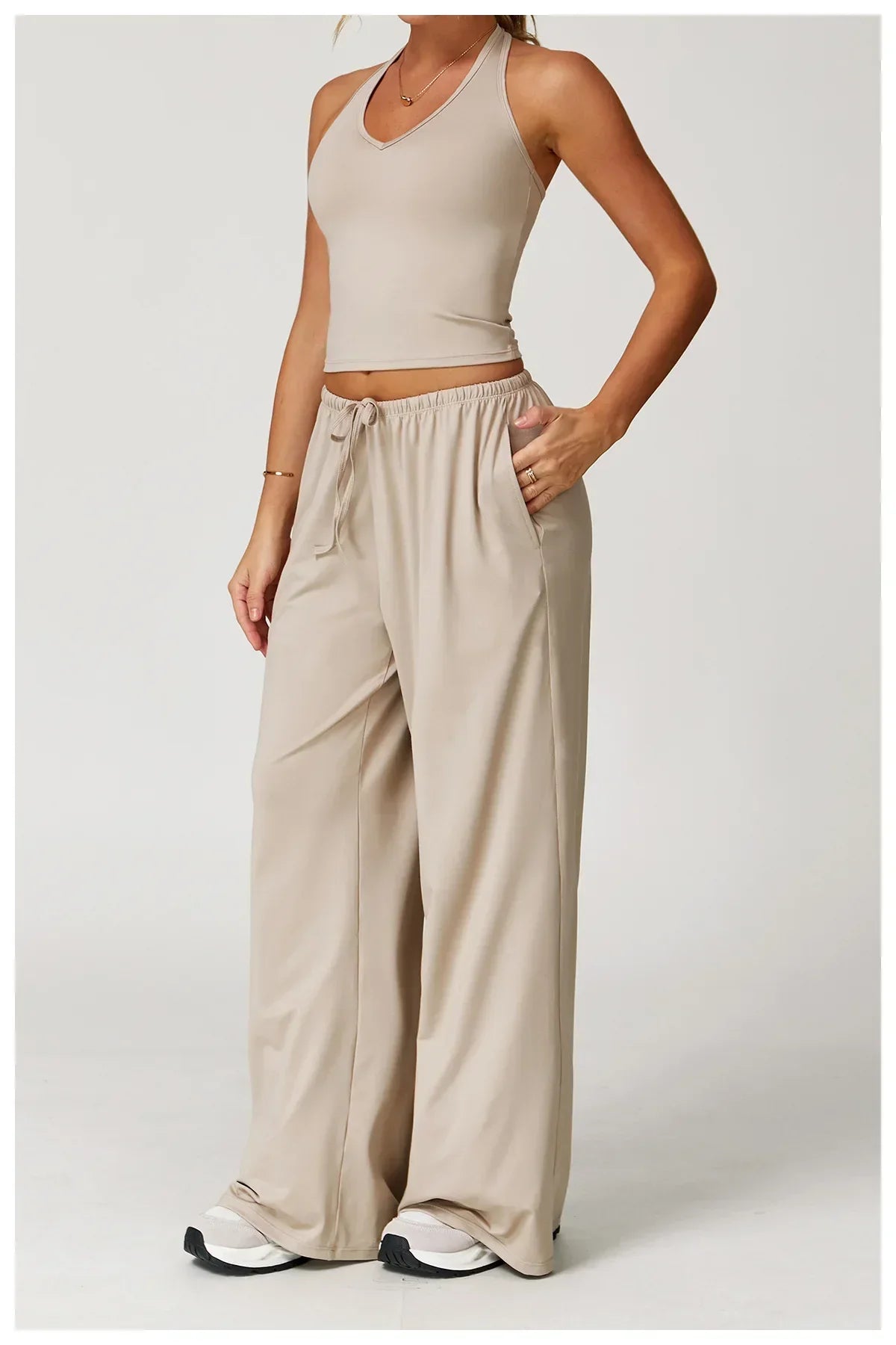 Damen Lounge-Set Halter- Bequem Crop-Oberteil