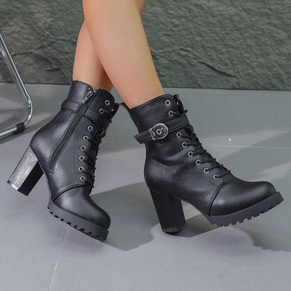 Damen Schnürstiefeletten Schnalle