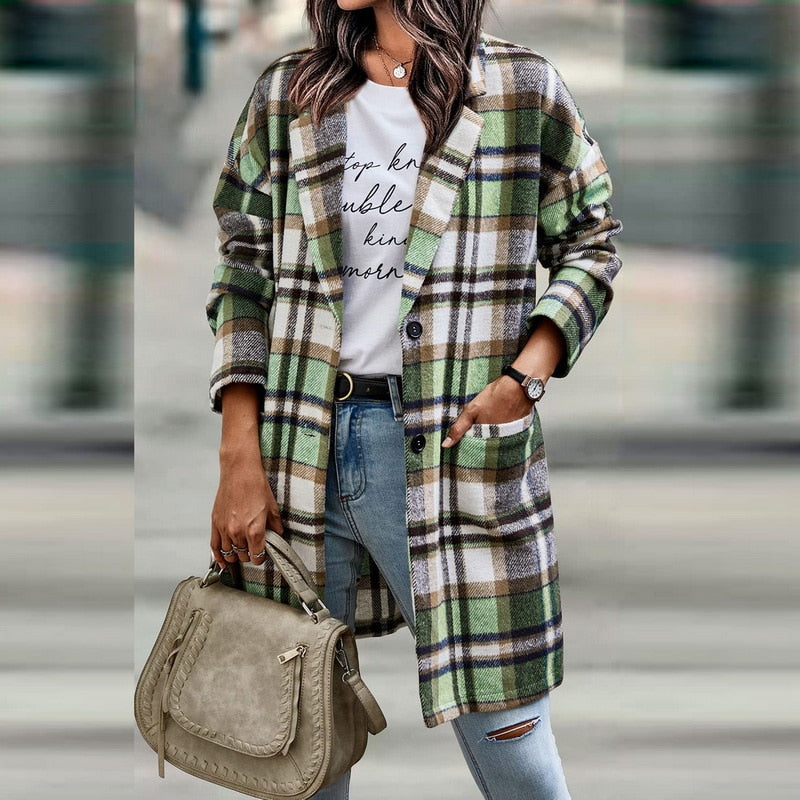 BethanysJacket karierte Übergangsjacke Damen grün Übergangsjacke Frühling Herbst