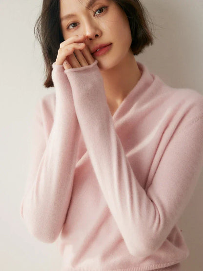 Damen Wickelpullover Überkreuzdesign aus Kaschmir Modern