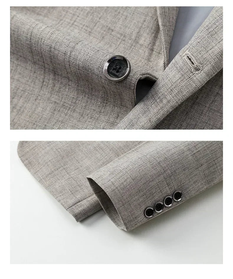 Herren Blazer Slim Fit Blau-Grau-