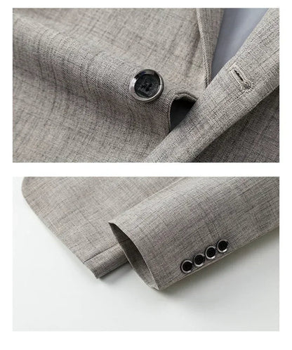 Herren Blazer Slim Fit Blau-Grau-
