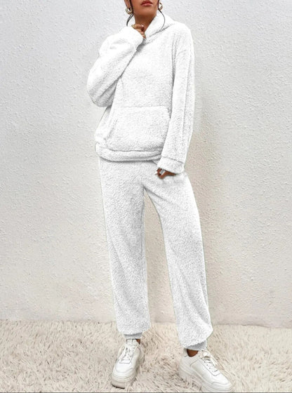 Weißer 2-teiliges Teddy Loungewear Set Damen