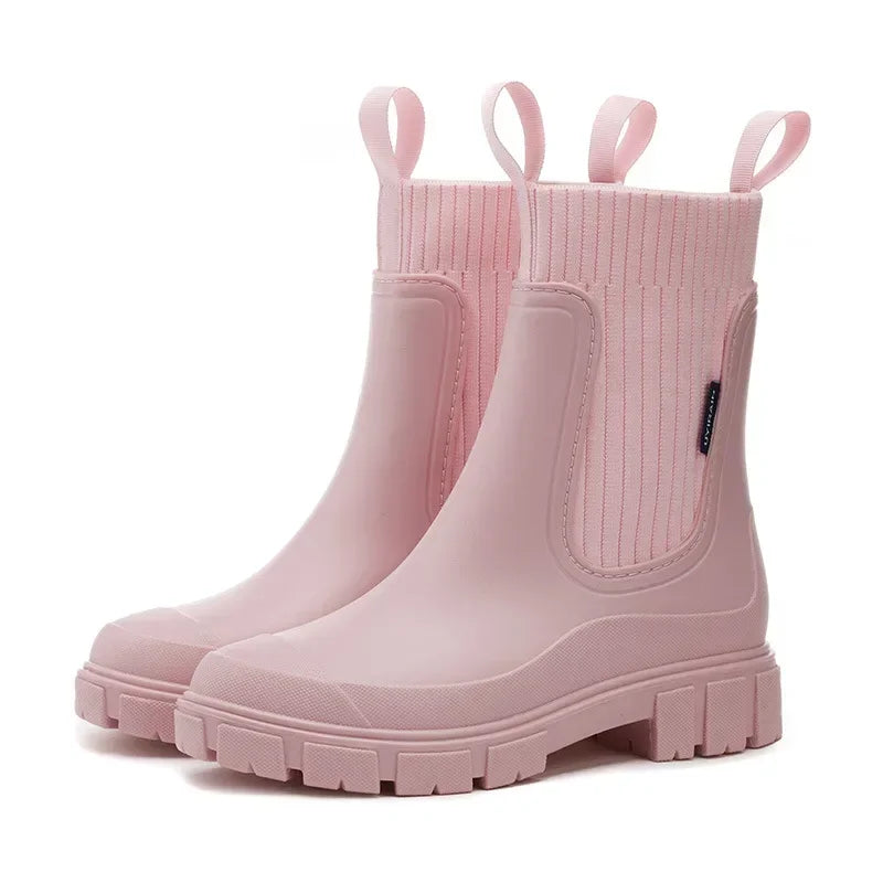 Damen Chelsea Regenstiefel Wasserdicht Komfortsohle