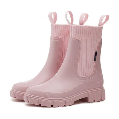 Damen Chelsea Regenstiefel Wasserdicht Komfortsohle