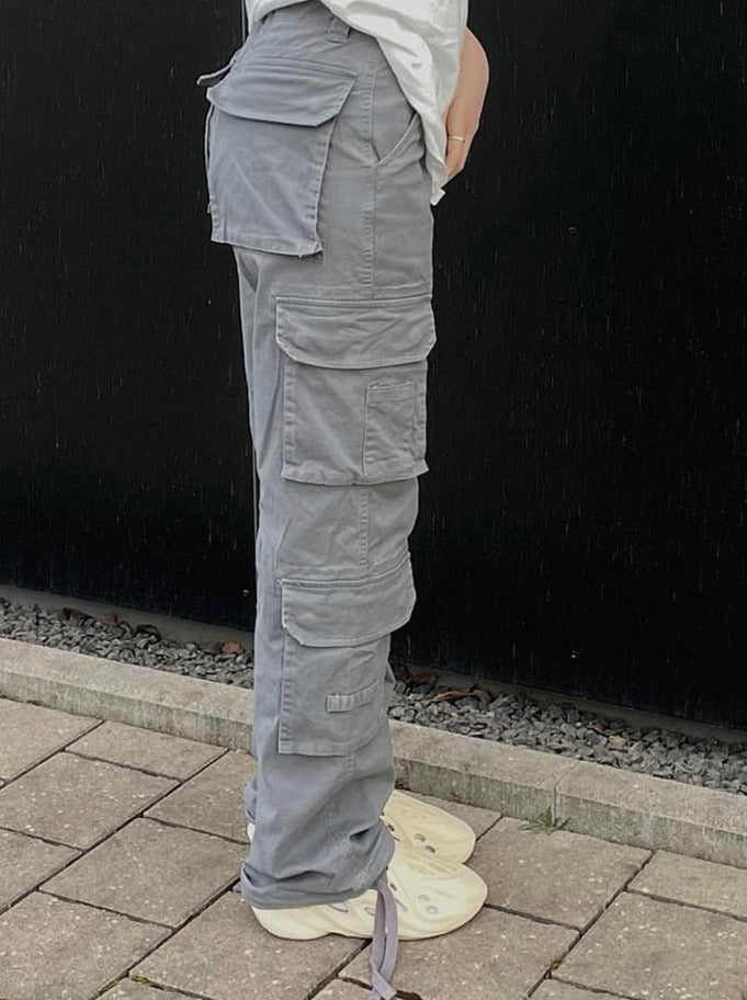 Damen Cargo-Hose Weite Beinlocke Mit Taschen