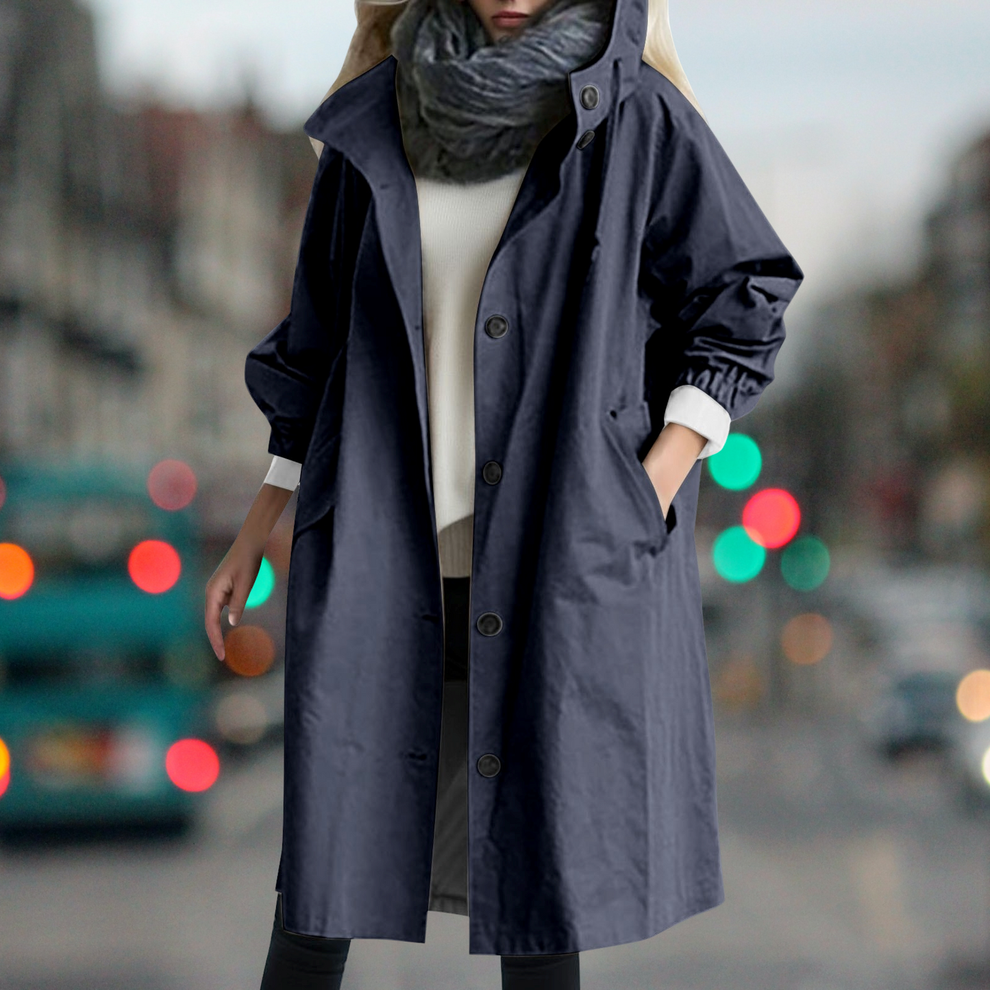 Damen Trenchcoat Wasserdicht Warm