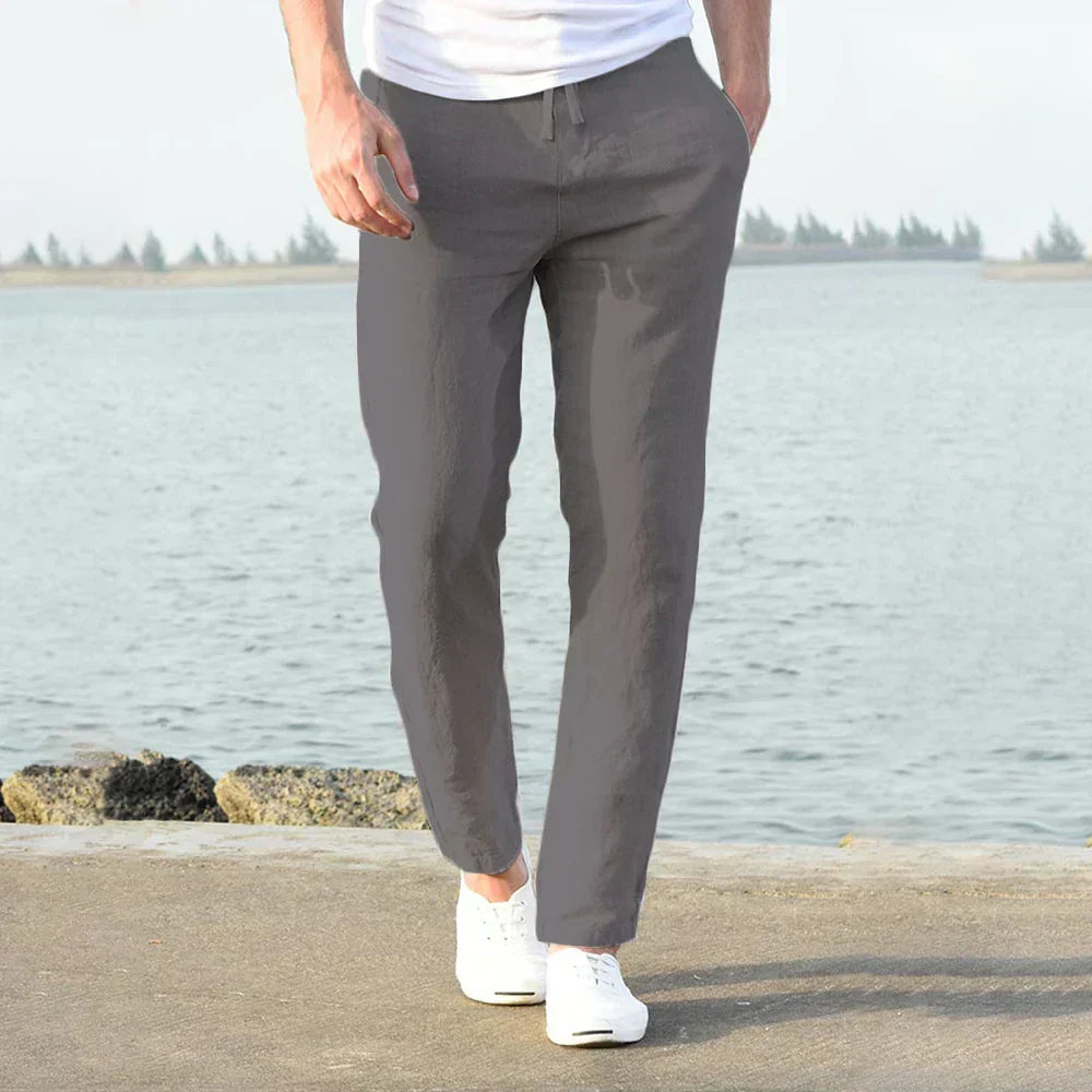Herrenhose Baumwolle Leinen Bequem Sommer Leicht