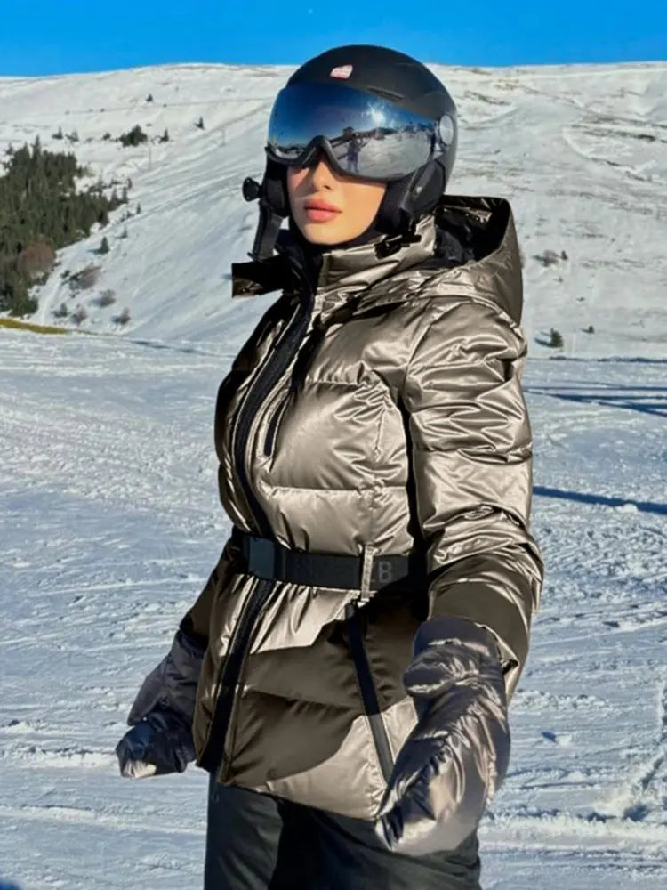 Damen Skijacke Warme Wasserabweisende Winterjacke Schwarz - Norvielle