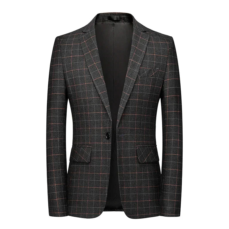 Schwarzer Karo Blazer Slim Fit Modern - Norvielle