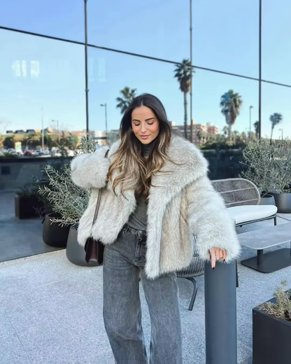 Damen Wintermantel Faux Fur Soft