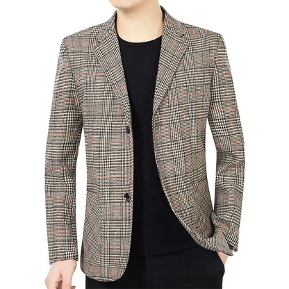 Herren Blazer Slim Fit Tweed Elegant dunkelgrau