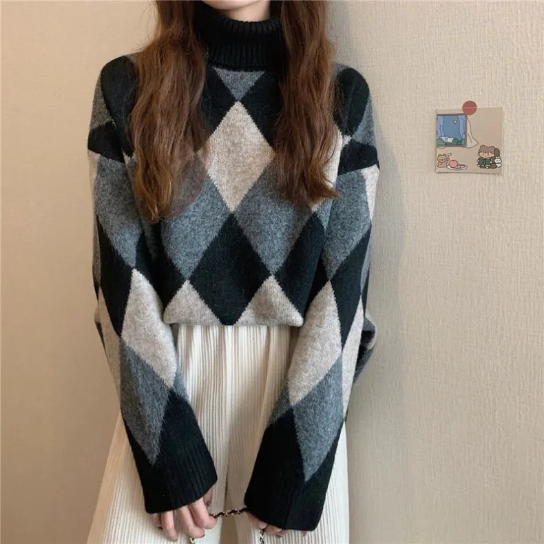 Damen Pullover Langarm Gemütlich Großstadt Stil