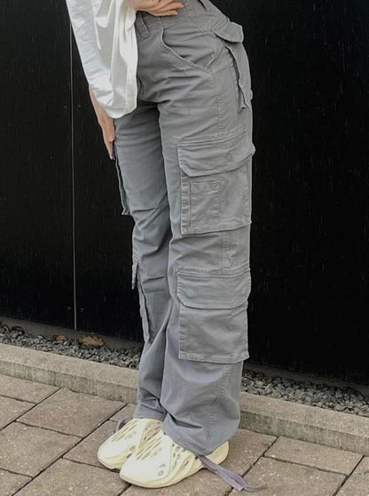 Damen Cargo-Hose Weite Beinlocke Mit Taschen