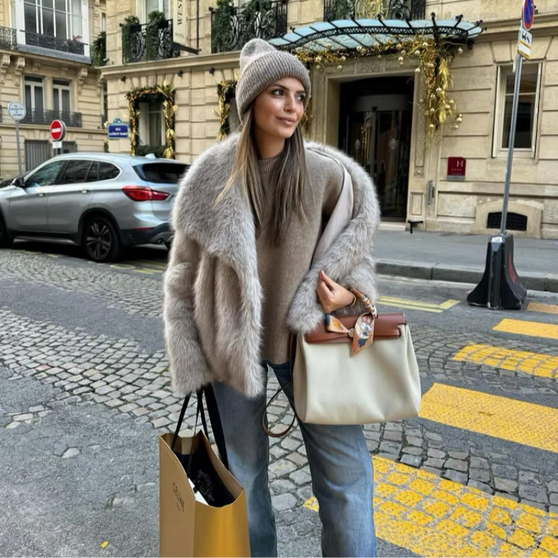 Damen Wintermantel Faux Fur Soft