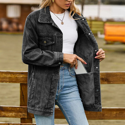 Damen Denimjacke Modern Schnitt Blau - Norvielle