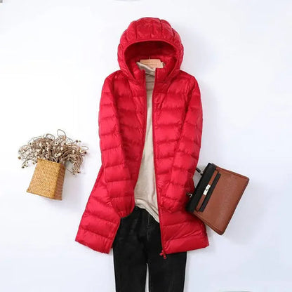 Leichtgewicht Pufferjacke Langärmlig Gesteppt Abnehmbare Kapuze