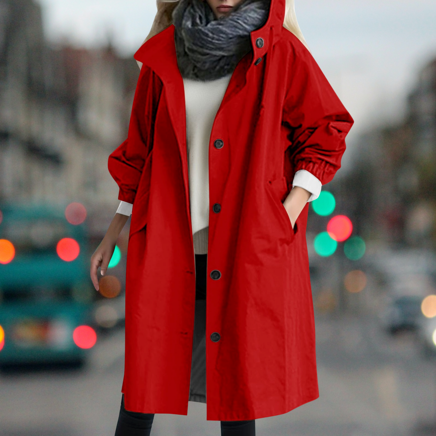 Damen Trenchcoat Wasserdicht Warm