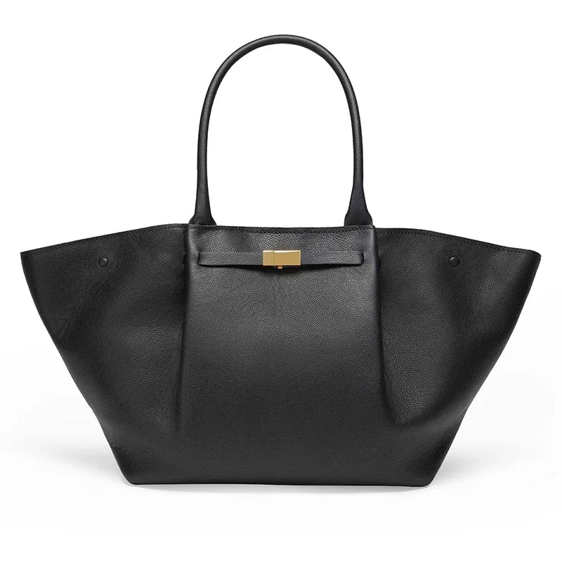 Große Einkaufstasche Elegant Leder Schwarz - Norvielle