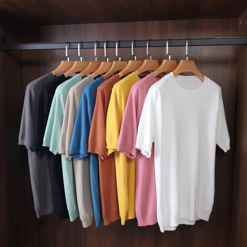 Herren Kaschmir T-Shirt Rundhals Weich