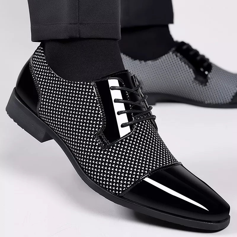 Herren Leder Schuhe Elegant Strass Schnürsenkel