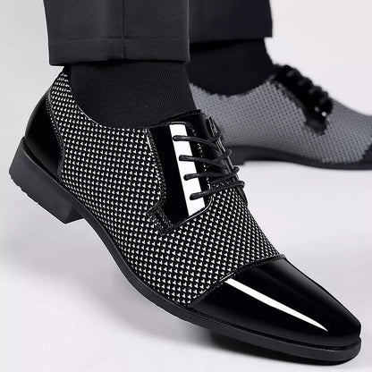 Herren Leder Schuhe Elegant Strass Schnürsenkel