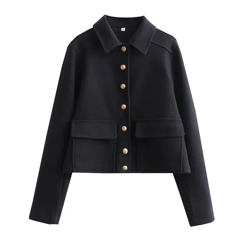 Damen Kurzjacke Modern mit Knopfleiste