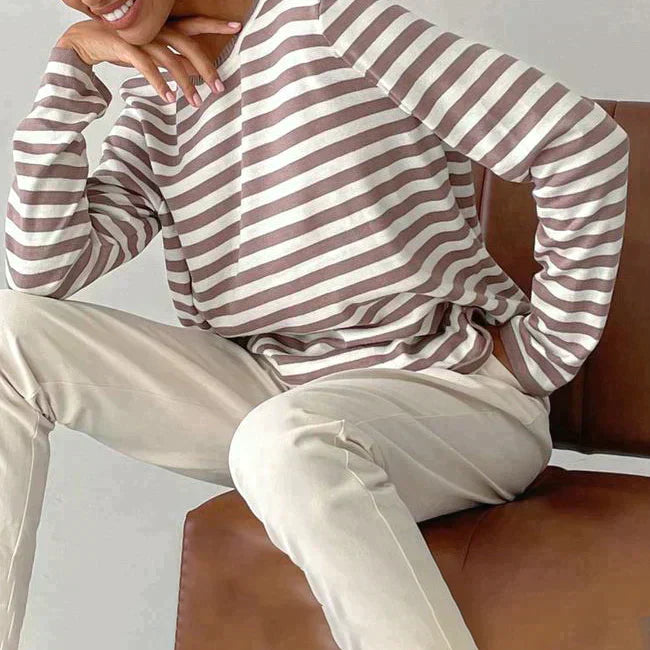 Damen Langarmshirt Gestreift Modern Lässig