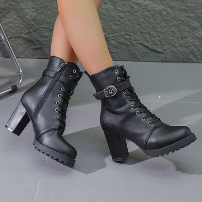 Damen Schnürstiefeletten Schnalle