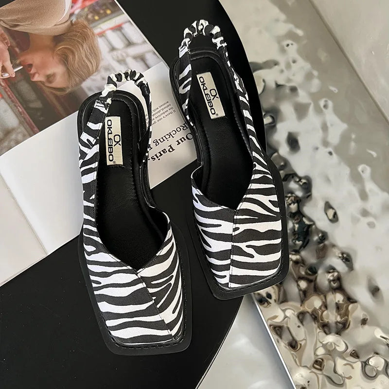 Damen Slingback Pumps Flach Minimalistisch