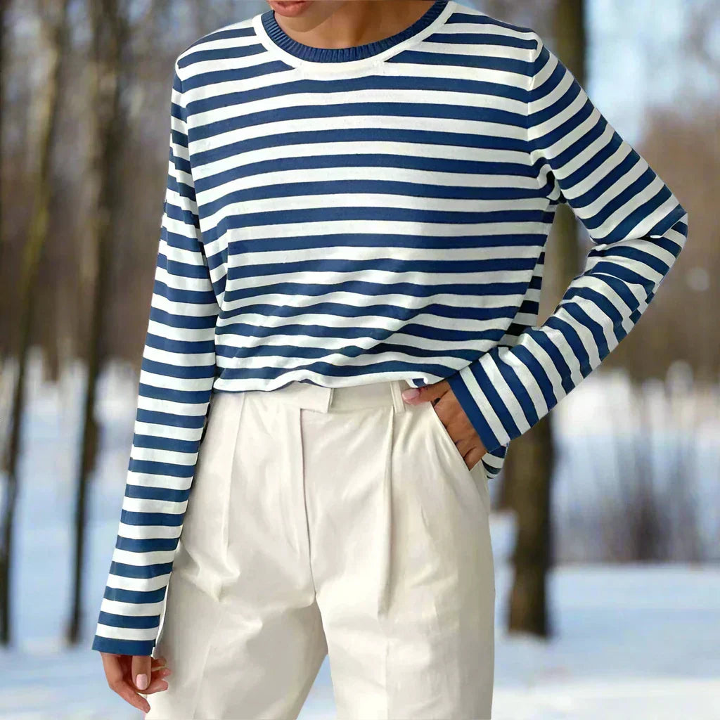Damen Langarmshirt Gestreift Modern Lässig