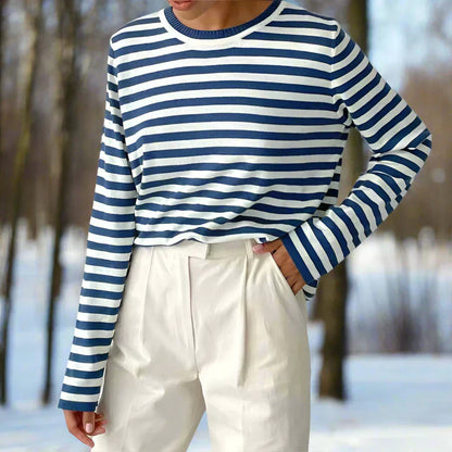 Damen Langarmshirt Gestreift Modern Lässig