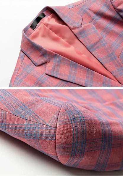 Damen Blazer Rosa Karo Elegantes Design