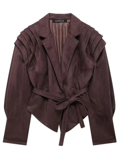 Damen Herbstjacke Vegan mit Taillengürtel Modern