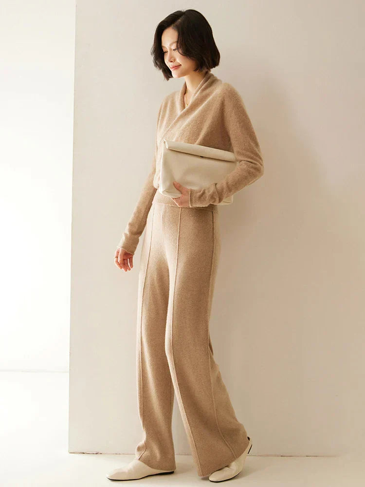 Damen Wickelpullover Überkreuzdesign aus Kaschmir Modern