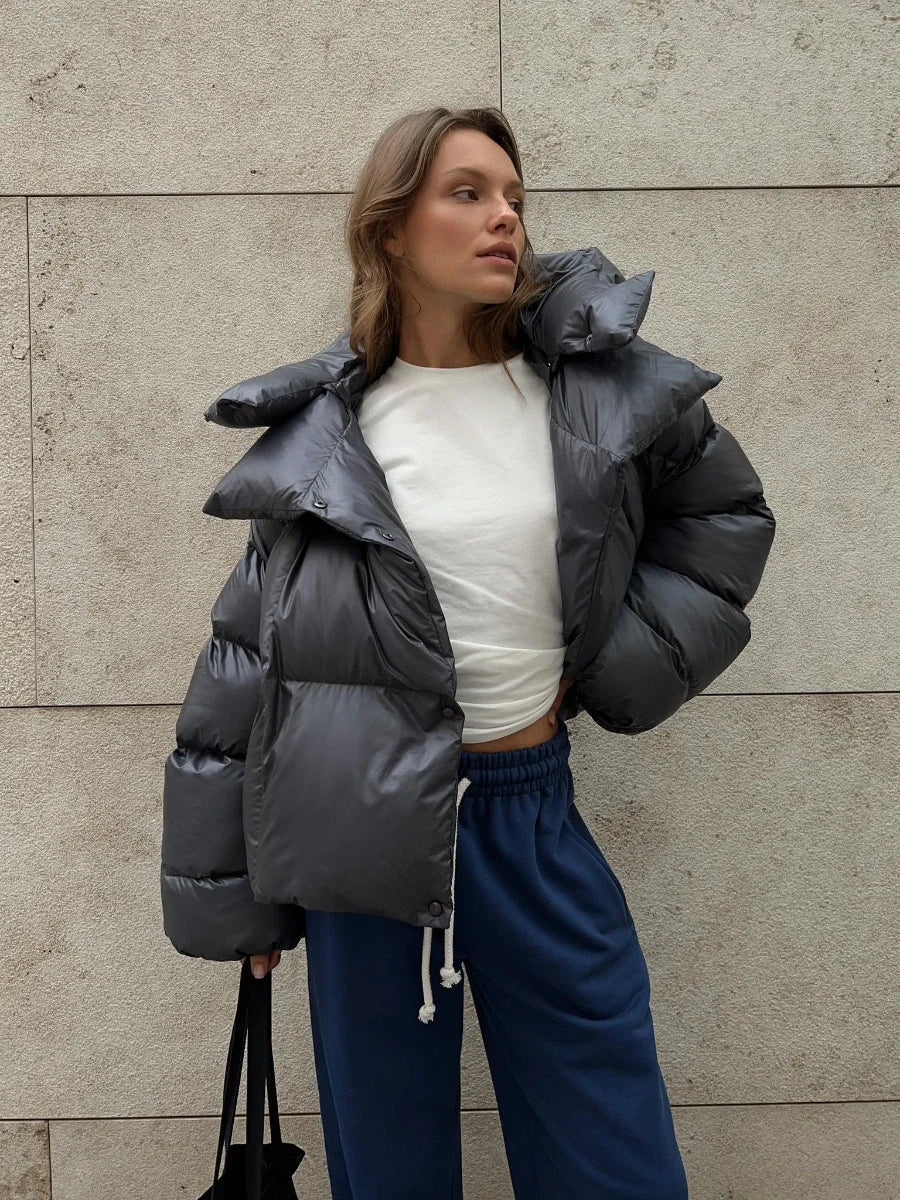 Damen Steppjacke Anthrazit Warm - Norvielle
