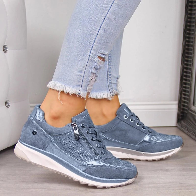 Damen Schnürschuhe Lässig mit Reißverschluss im Heidi Stil