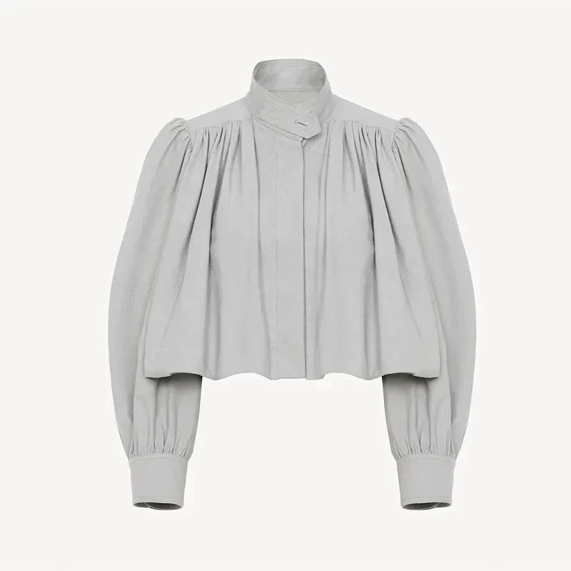 Damen Bomberjacke hellgrau retro flair
