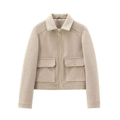Damen Freizeitjacke Wollmix Reißverschluss Warm